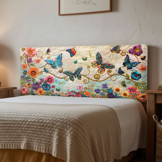 Floral Butterfly CW2412010CL Quilted Headboard Slipcover