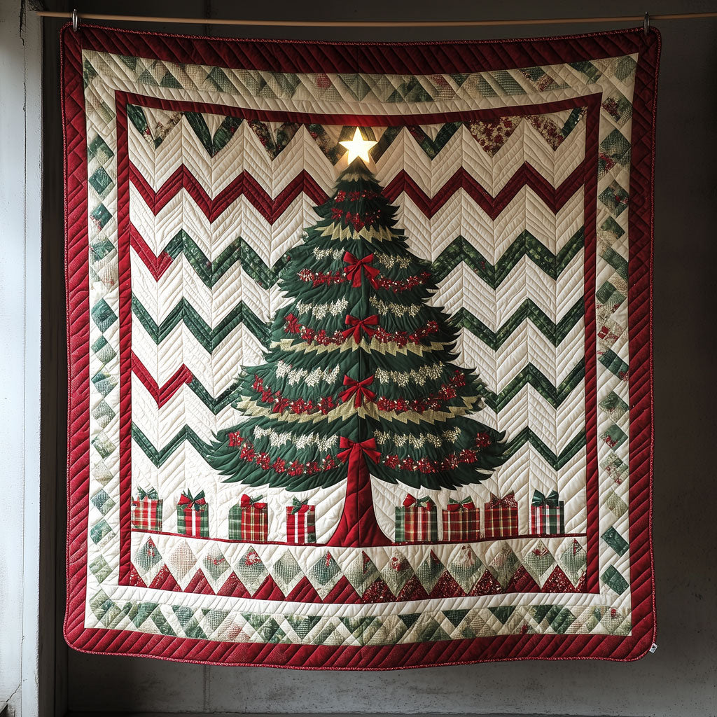 Zigzag Chevron Christmas Tree And Giftboxes LT3009012CL Quilt