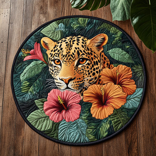 Hibiscus Leopard WY0406052CL Quilted Round Mat