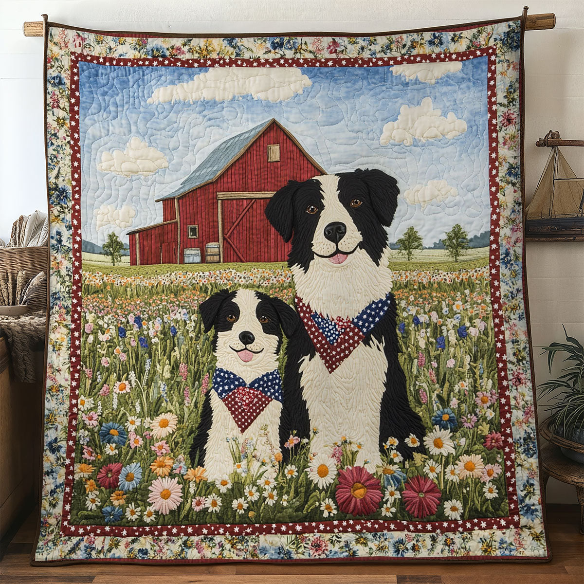 Border Collie Picnic WN2807024CL Quilt