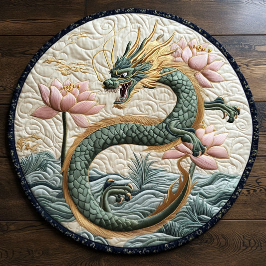 Mystic Dragon Lotus CW2107023CL Quilted Round Mat