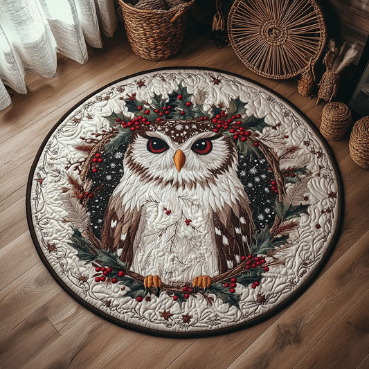 Winter Owl Guardian WY0107066CL Quilted Round Mat