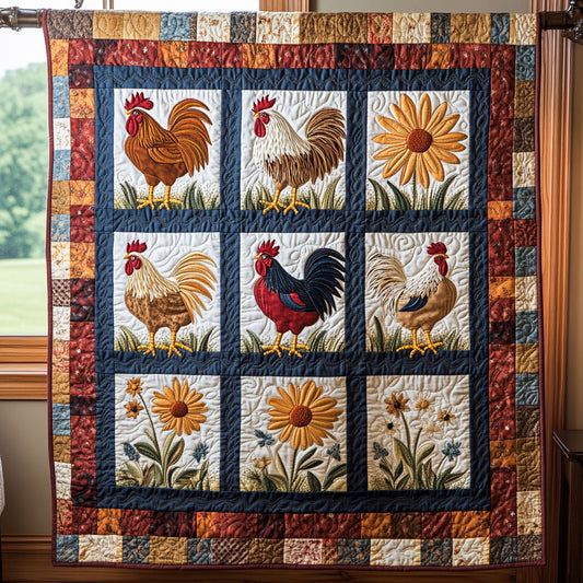 Folk Roosters Crew WY2708015CL Quilt