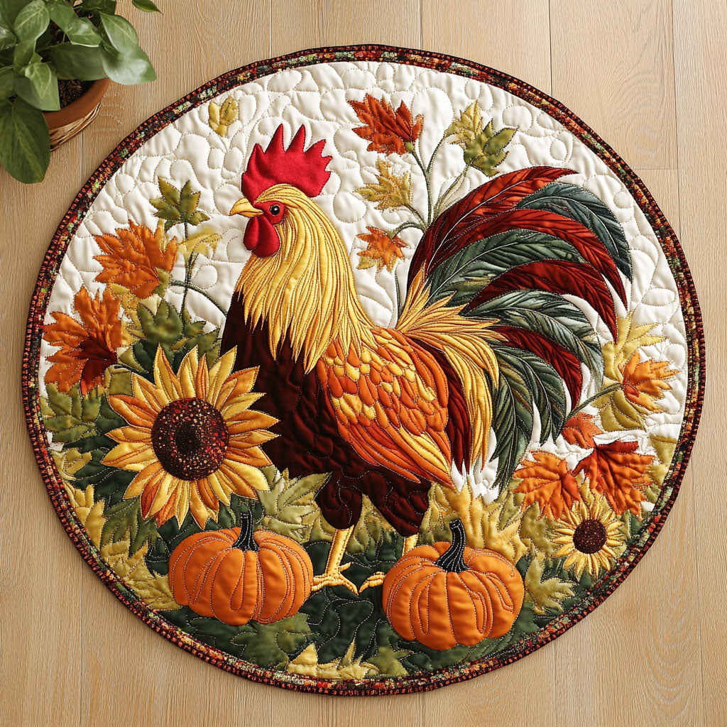 Autumn Chicken CW0207004CL Quilted Round Mat