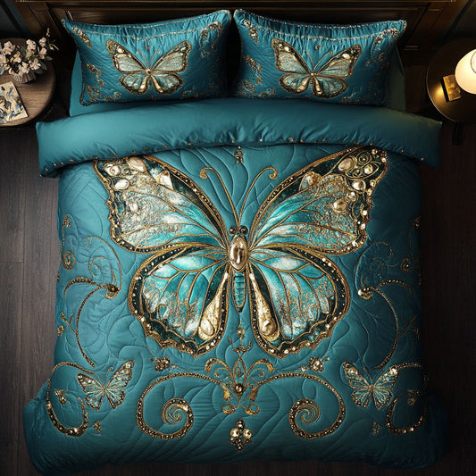 Teal Butterfly WY2502064CL Duvet Cover Set