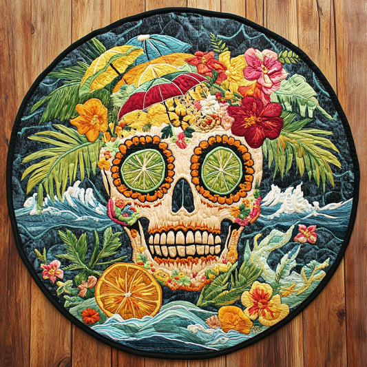 Beach Skull WN2805001CL Quilted Round Mat