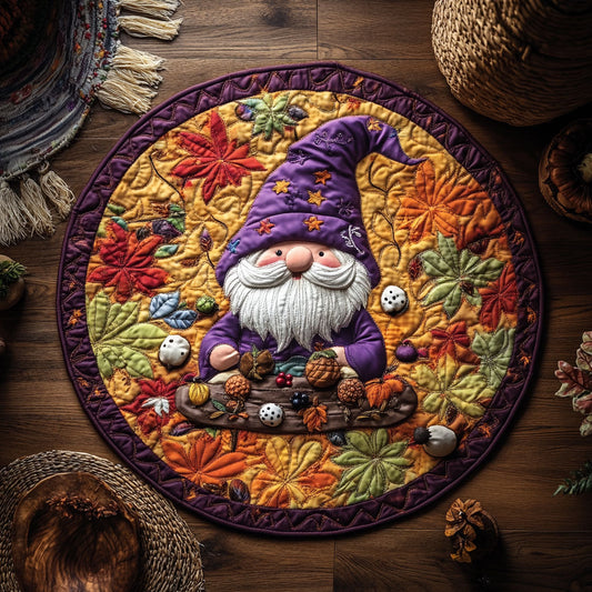 Autumn Forest Gnome WY1107001CL Quilted Round Mat