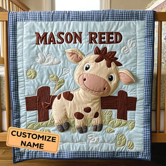 Cow Cuddles CP2507031CL Personalized Baby Quilt