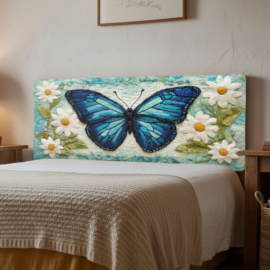 White Daisy Butterfly CW1812015CL Quilted Headboard Slipcover