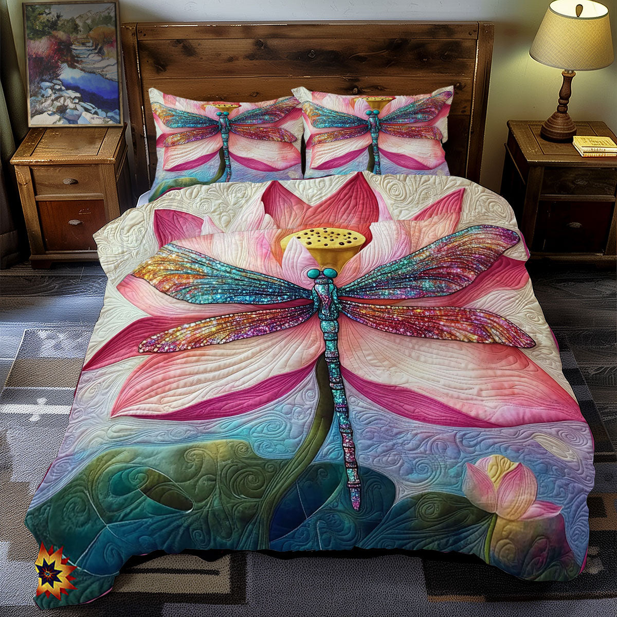 Dragonfly Lotus WY1112034CL Duvet Cover Set