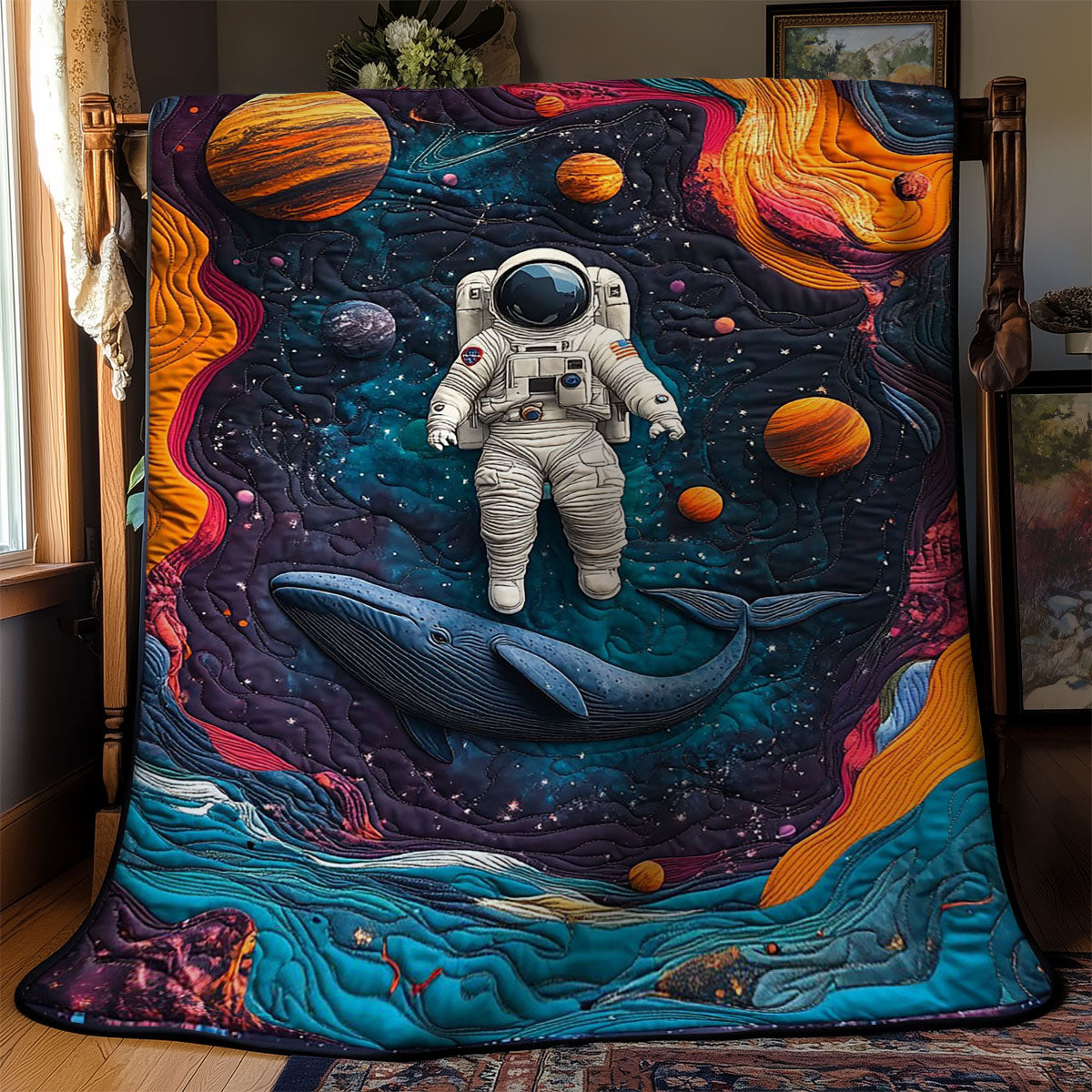 Astronaut And Whale WY2103007CL Quilt