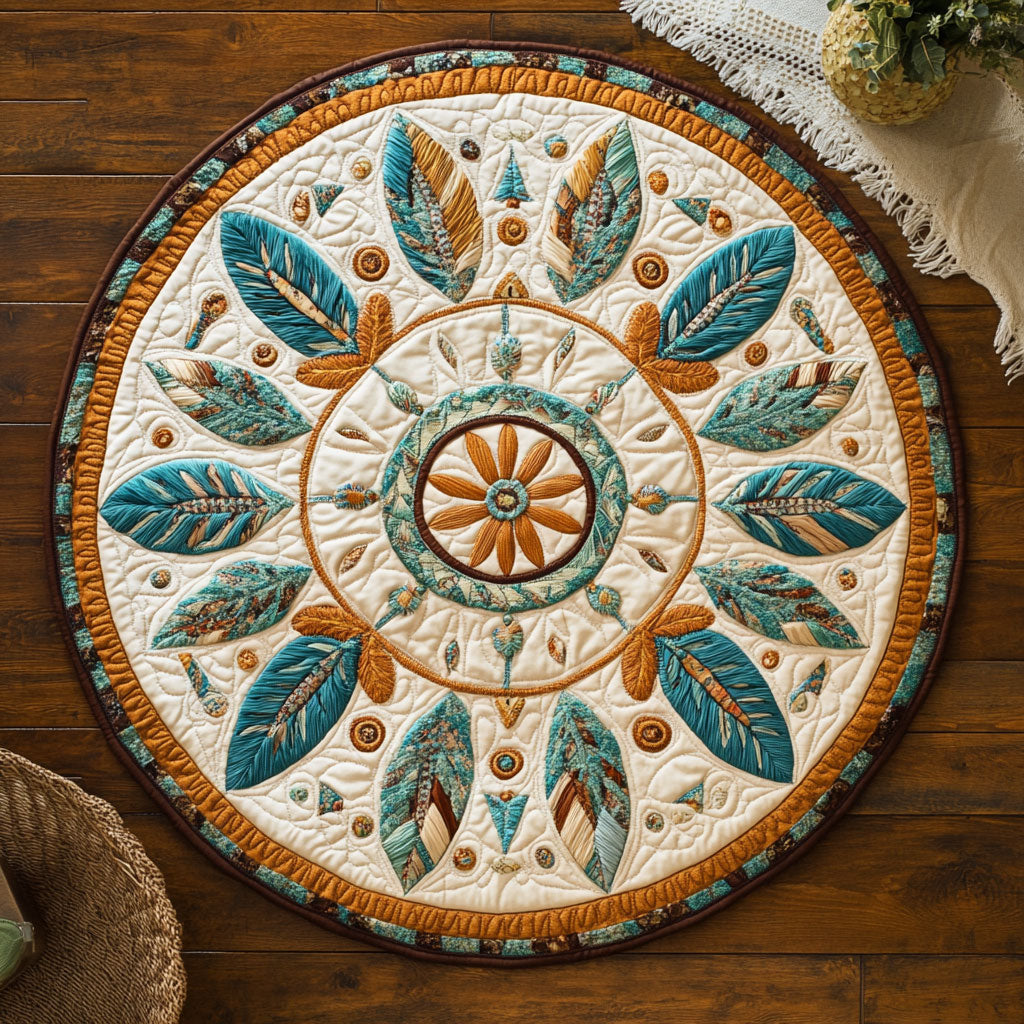 Feather Circle CW0909021CL Quilted Round Mat