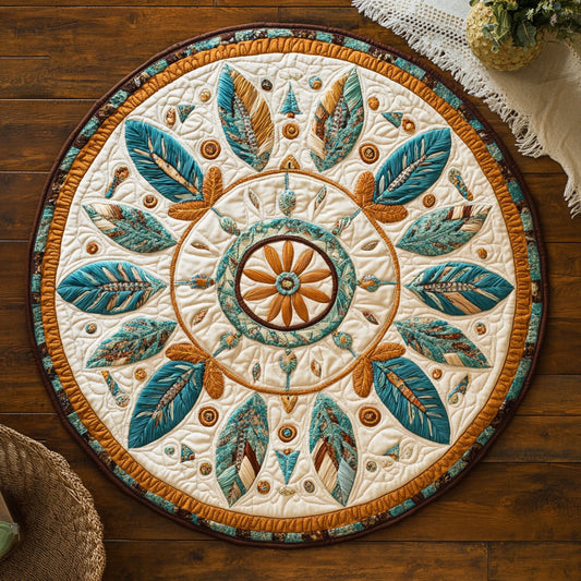 Feather Circle CW0909021CL Quilted Round Mat
