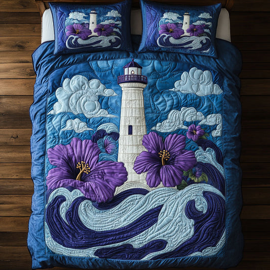 Majestic Purple Hibiscus Lighthouse WY3105016CL Duvet Cover Set