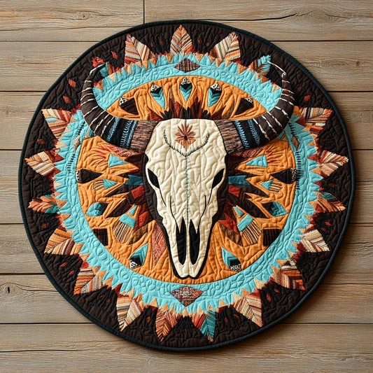 Bull Skull WX0605004CL Quilted Round Mat