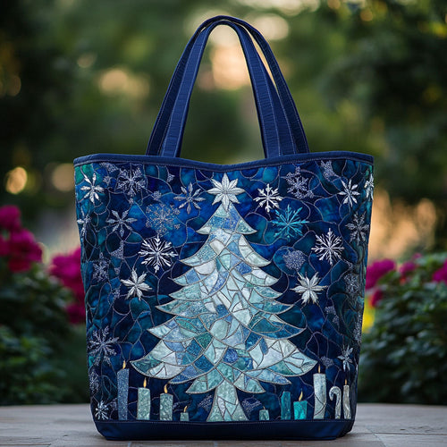 Blue Christmas Tree CW1211039CL Quilted Tote Bag