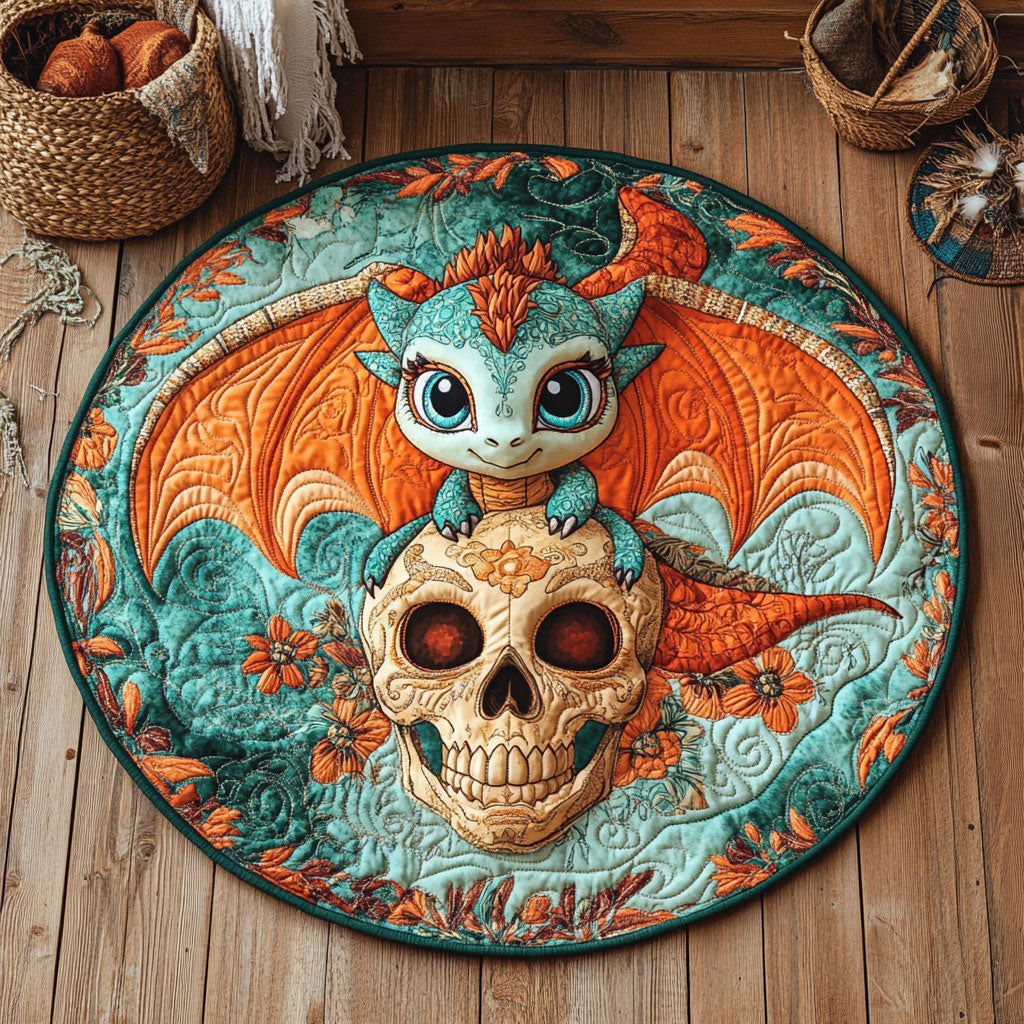 Dragon Spooky Skull WY2205037CL Quilted Round Mat