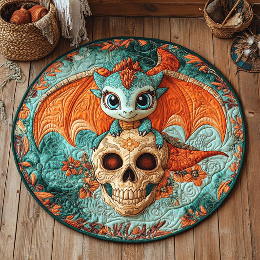 Dragon Spooky Skull WY2205037CL Quilted Round Mat