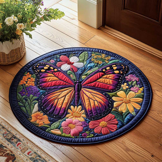 Butterfly Garden CQ1705046CL Quilted Round Mat