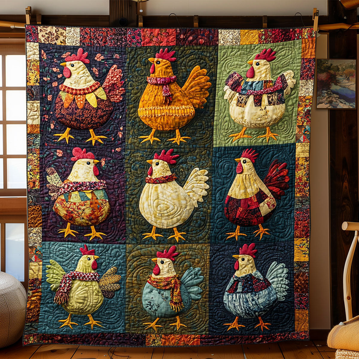 Patchwork Chicken WJ1912031CL Quilt