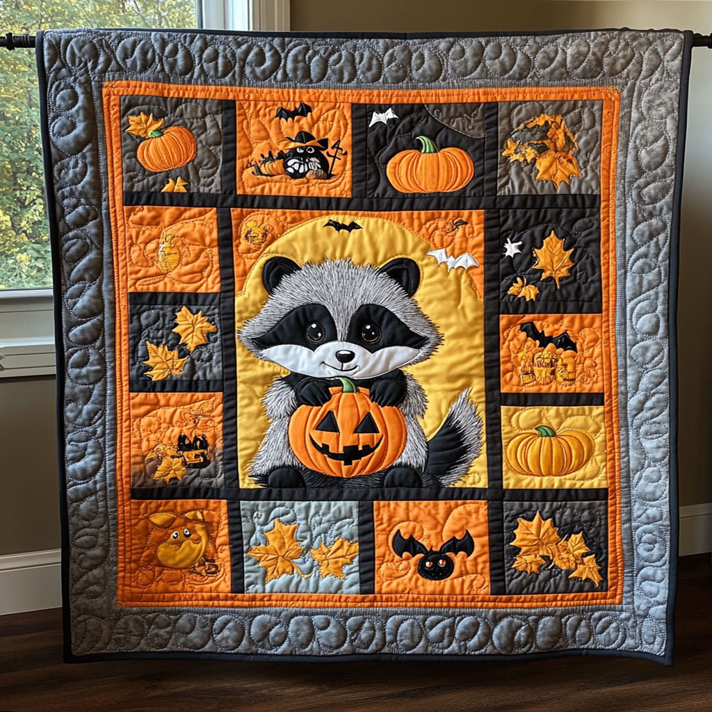 Midnight Halloween Raccoon WY2508055CL Quilt