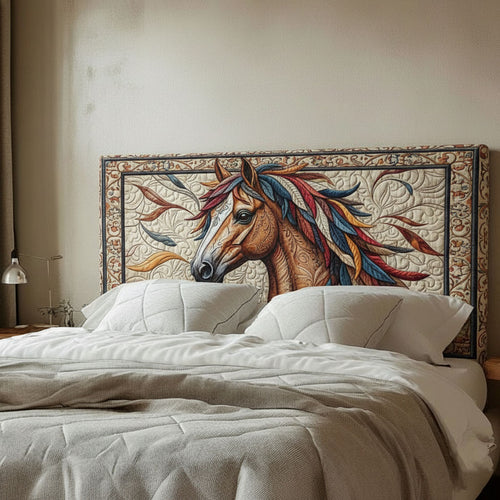 Colorful Feather Horse WJ1112006CL Quilted Headboard Slipcover