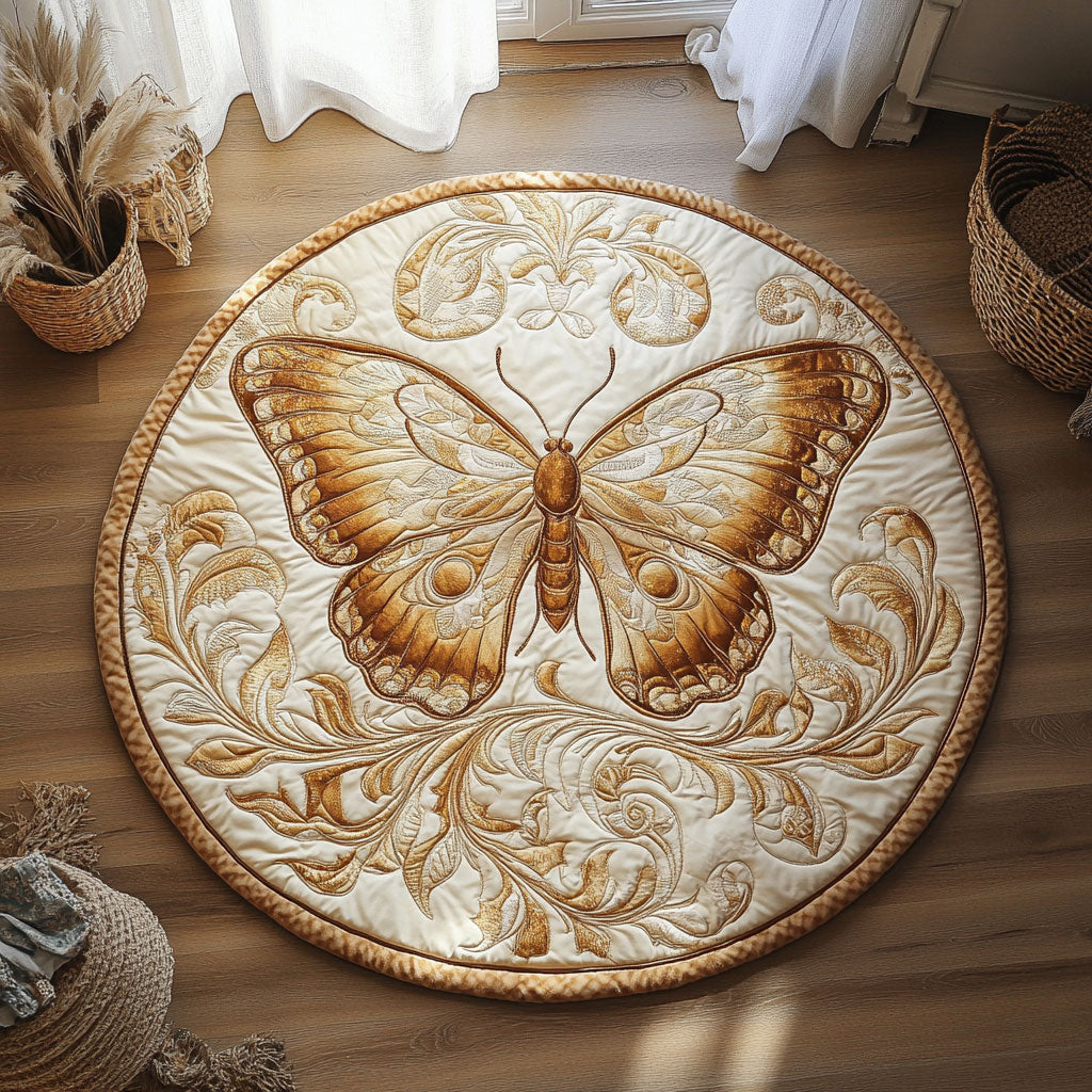 Timeless Butterfly Emblem WY0107035CL Quilted Round Mat