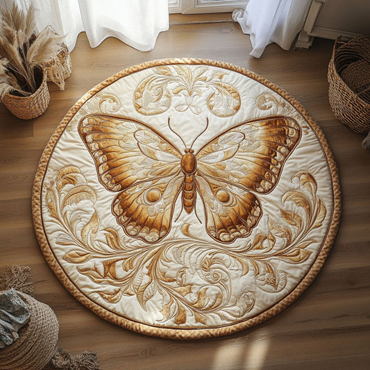 Timeless Butterfly Emblem WY0107035CL Quilted Round Mat