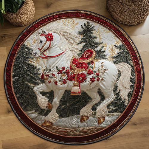Snow Horse Parade WN1007045CL Quilted Round Mat