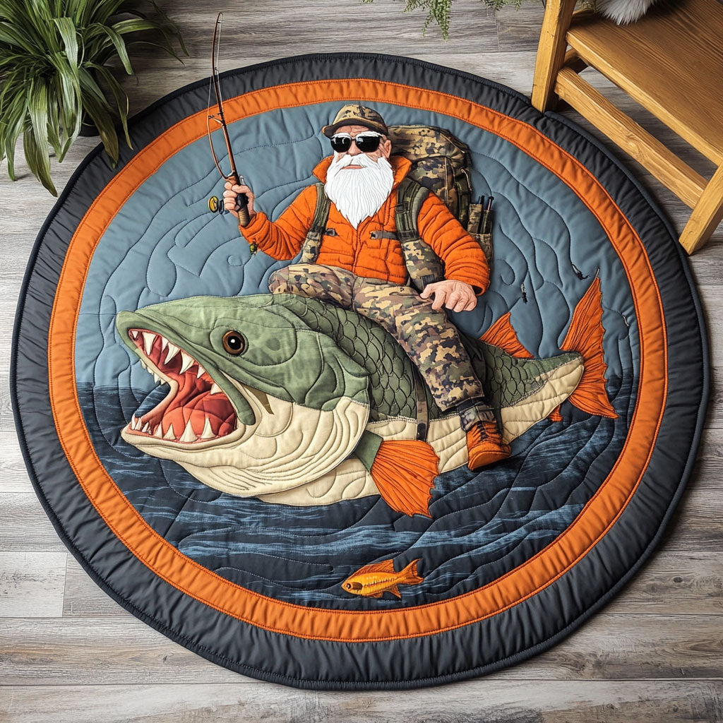 Fishing Old Man WJ0304037CL Quilted Round Mat