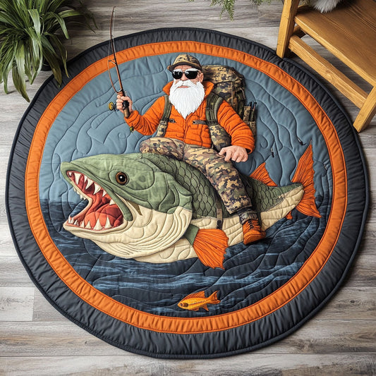Fishing Old Man WJ0304037CL Quilted Round Mat