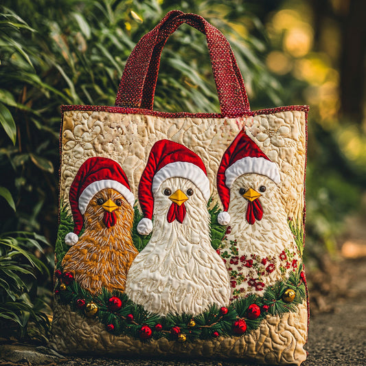 Snowy Chicken WN0810045CL Quilted Tote Bag