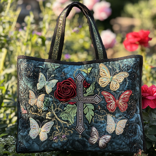Butterfly Grace Bloom CW0910010CL Quilted Tote Bag