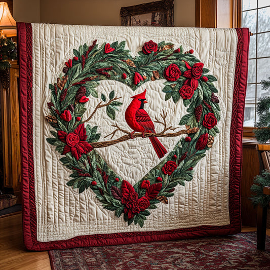 Cardinal Rose Wreath WY0608073CL Quilt