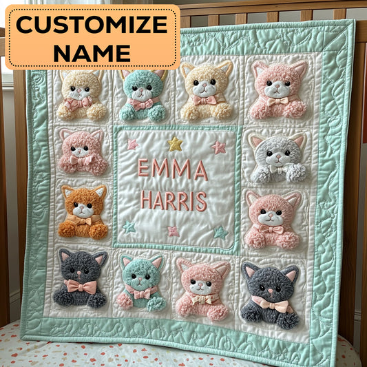Kitten Hug CW2807032CL Personalized Baby Quilt