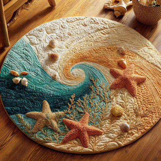 Seashell Symphony CW0809056CL Quilted Round Mat