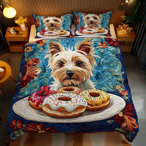 Yorkshire Terrier And Donut WY2612086CL Duvet Cover Set