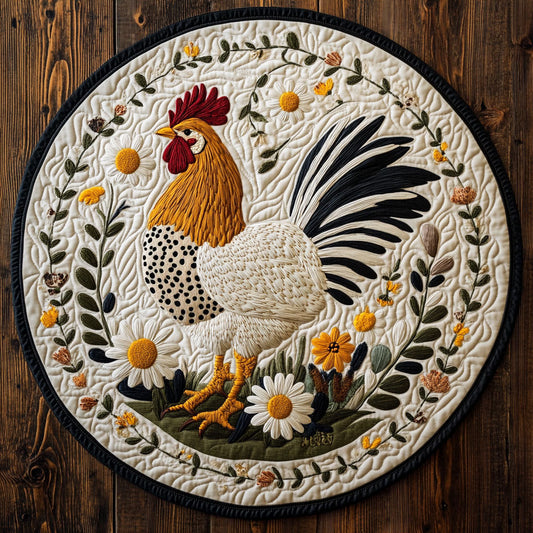 Rustic Chicken WN2108103CL Quilted Round Mat