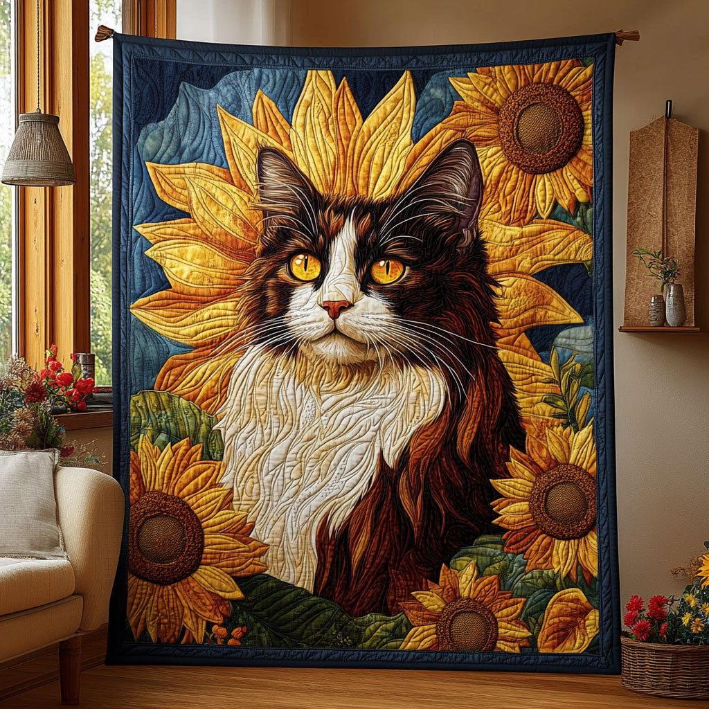 Cat Sunflower DH2009004CL Quilt