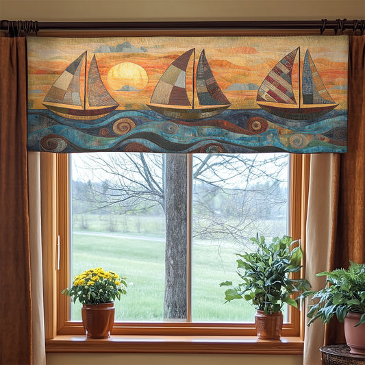 Golden Sailboat Dreams WN2006015CL Quilted Valance