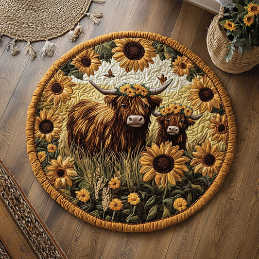 Sunny Meadow Highland WY0107032CL Quilted Round Mat