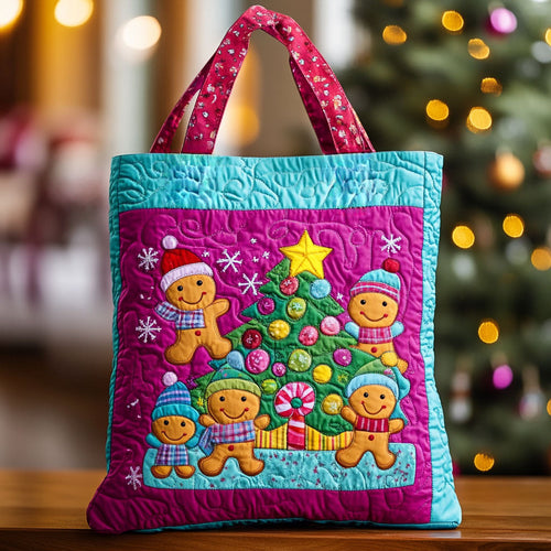 Gingerbread Tree Party WN1811028CL Quilted Tote Bag