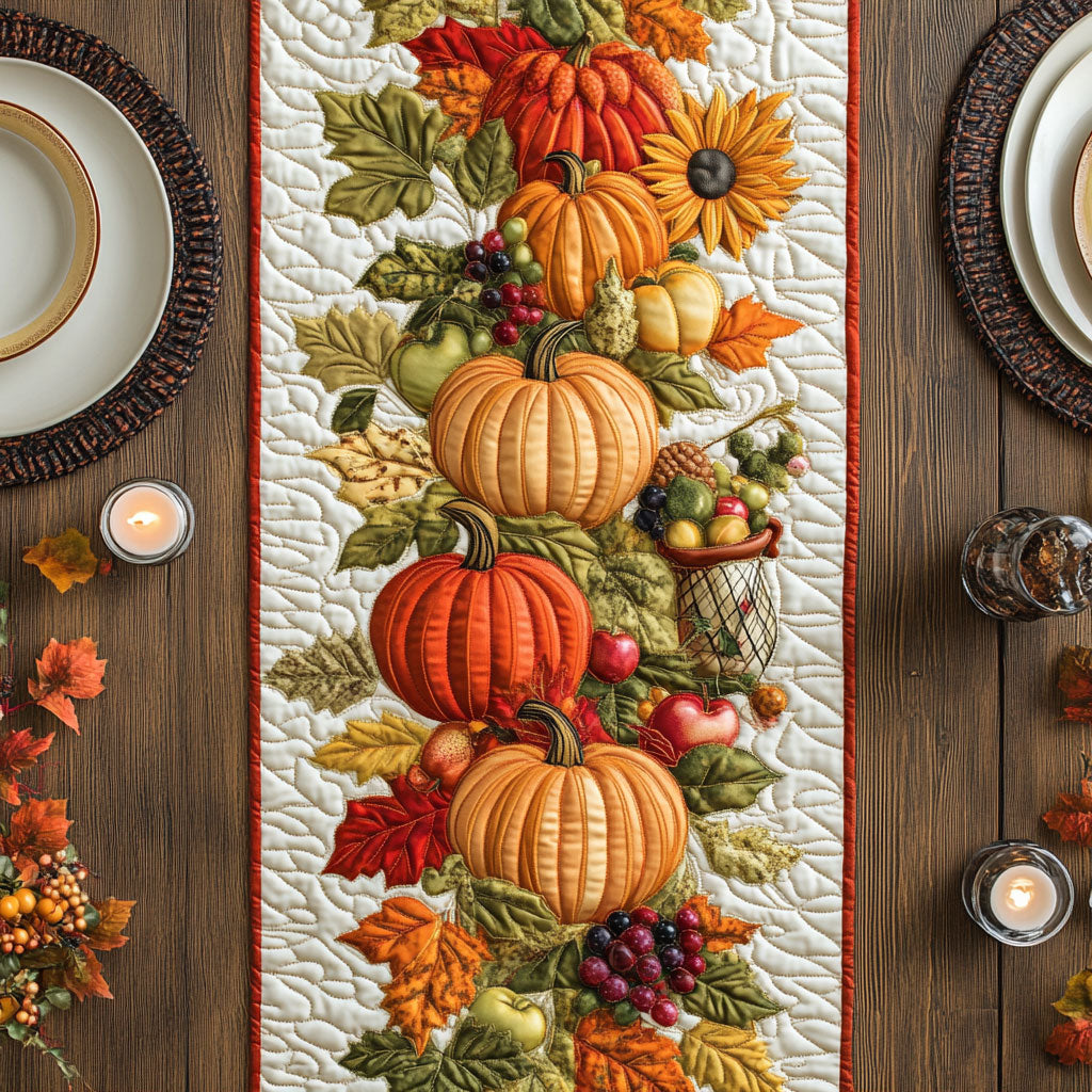 Autumn Pumpkin CW2406002CL Quilted Table Runner