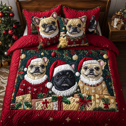 Bulldog Christmas Family CW1411038CL Duvet Cover Set