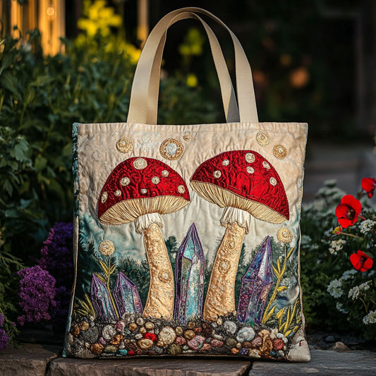 Enchanted Red Mushroom CW2409006CL Quilted Tote Bag