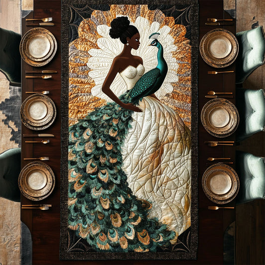 Black Women And Peacock WY1806041CL Quilted Table Runner