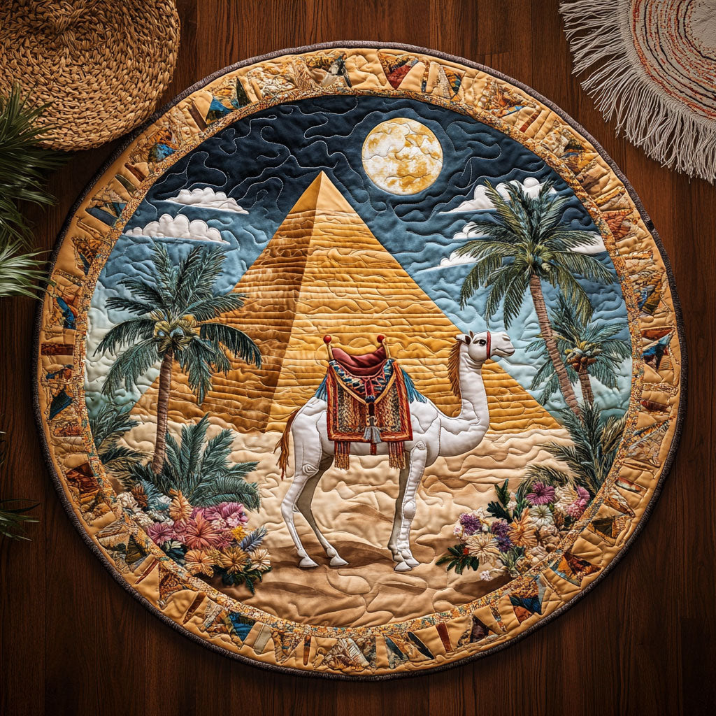 Mystic Camel Caravan WY3006122CL Quilted Round Mat