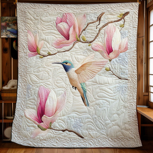Hummingbird And Pink Magnolia WY2103039CL Quilt