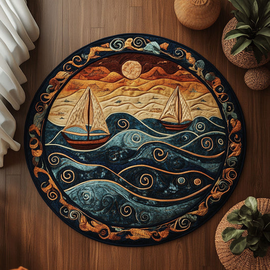 Sunlit Sailboat Parade WN2006042CL Quilted Round Mat
