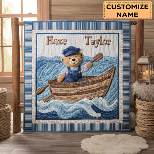 Wavy Journey WN2807130CL Personalized Baby Quilt